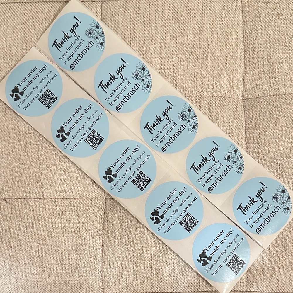 50 Custom Thank You Stickers 2x2 inch Round Blue - Choose Style